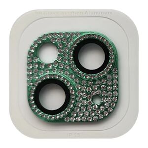 MOBILCOVERS.DK iPhone 15 / 15 Plus Beskyttelsesglas til Kameralinse m. Rhinsten - Green