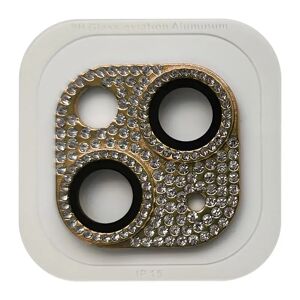 MOBILCOVERS.DK iPhone 15 / 15 Plus Beskyttelsesglas til Kameralinse m. Rhinsten - Guld