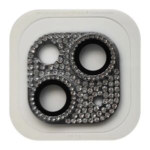 MOBILCOVERS.DK iPhone 15 / 15 Plus Beskyttelsesglas til Kameralinse m. Rhinsten - Sølv