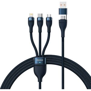 Baseus Flash Series 2 - 3-i-1 100W USB Multi Kabel m. USB-C, Lightning & Micro-USB - 1.2m - Blå