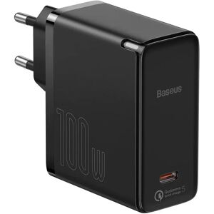 Baseus GaN² Fast Charger USB-C Vægoplader 100W m. USB-C Kabel 1.5m - Sort