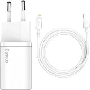 Baseus Super Si 20W Vægoplader USB-C Quick Charge m. Lightning Kabel - Hvid