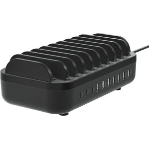 Deltaco Charging Station 10 Port 120W m. 7 x USB-A & 3 x USB-C - Sort