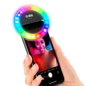 SBS Mini Selfie Ring Light m. Flerfarvet Lys til Smartphone - Sort