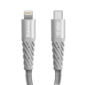 SBS Extreme Collection USB-C til Lightning Flettet Aramid Fiber Kabel - 1.5 Meter - 480 mbit/s - Sort