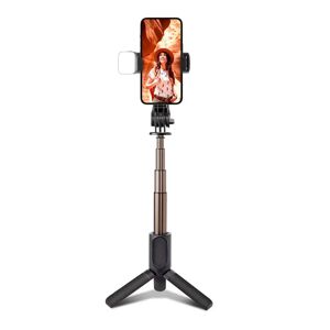 SBS Selfie Stang m. Indbygget LED & Tripod - Max Mobil: 60 - 95mm - Sort