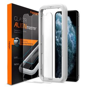 iPhone 11 Pro / X / Xs Spigen Alignmaster Glas.tR Skærmbeskyttelse - 2 Pack - Case Friendly - Gennemsigtig