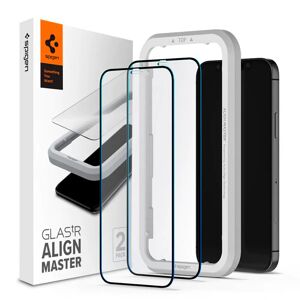 iPhone 12 / 12 Pro Spigen Beskyttelsesglas - 2-Pack - Sort Kant