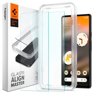 Google Pixel 6a Spigen Alignmaster Glas.tR Skærmbeskyttelse - 2 Pack - Case Friendly - Gennemsigtig