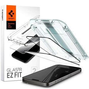 iPhone 15 Pro Spigen EZ Fit Glas.tR Skærmbeskyttelse - 2 Pack - Case Friendly - Sort Kant