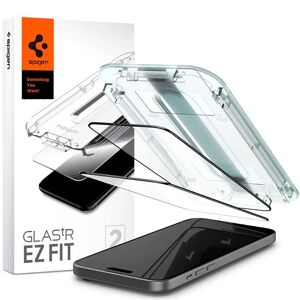 iPhone 15 Spigen EZ Fit Glas.tR Skærmbeskyttelse - 2 Pack - Case Friendly - Sort Kant