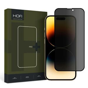 iPhone 15 Plus Hofi Glass Pro+ Skærmbeskyttelse m. Privacy Funktion - Case Friendly - Gennemsigtig / Sort Kant