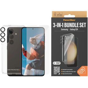 Samsung Galaxy S24 PanzerGlass 3-i-1 Bundle m. EasyAligner - D3O Bio Hardcase Cover / Skærmbeskyttelse (UWF) / Hoops Kamerabeskyttelse - Gennemsigtig / Sort