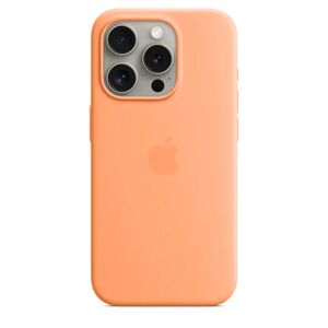 Original Apple iPhone 15 Pro Silikone MagSafe Cover Orange Sorbet (MT1H3ZM/A)