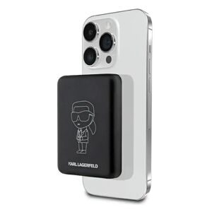 Karl Lagerfeld Trådløs & Magnetisk Qi Powerbank 3000 mAh - MagSafe Kompatibel - Sort / Hvid