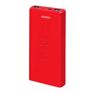 SBS Powerbank 10W m. 2x USB-A & 1x USB-C - 10.000 mAh - Rød