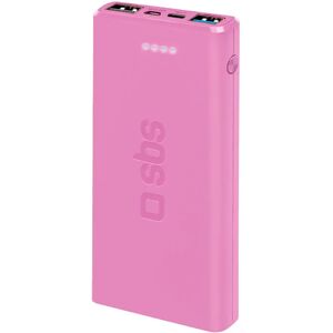 SBS Powerbank 10W m. 2x USB-A & 1x USB-C - 10.000 mAh - Pink