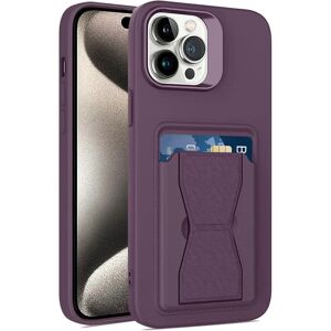 MOBILCOVERS.DK iPhone 15 Pro Fleksibelt Plastik Cover m. Kortholder & Kickstand - Lilla