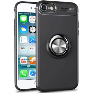 MOBILCOVERS.DK iPhone SE (2022 / 2020) / 8 / 7 Cover m. Magnetisk Kickstand Sort M. Sort Ring