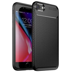 MOBILCOVERS.DK iPhone SE (2022 / 2020) / 8 / 7 Carbon Fiber Fleksibelt Plastik Cover - Sort