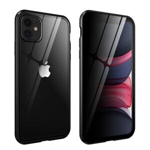 MOBILCOVERS.DK iPhone 11 360° Magnetisk Cover m. Glas Bagside og Forside m. Privacy Funktion - Sort