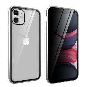 MOBILCOVERS.DK iPhone 11 360° Magnetisk Cover m. Glas Bagside og Forside m. Privacy Funktion - Sølv