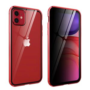MOBILCOVERS.DK iPhone 11 360° Magnetisk Cover m. Glas Bagside og Forside m. Privacy Funktion - Rød