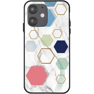 MOBILCOVERS.DK iPhone 12 Mini Cover med Print - Geometri - Hvid Marmor & Hexagoner