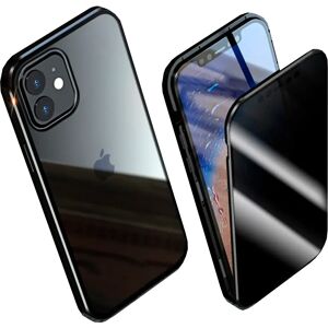 MOBILCOVERS.DK iPhone 12 / 12 Pro Magnetisk Cover m. Privacy, Glas Bagside og Forside - Sort