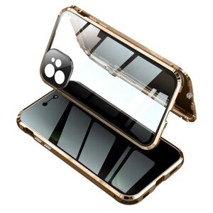 MOBILCOVERS.DK iPhone 12 Pro Magnetisk Cover m. Privacy Glasbagside og Forside og Låsefunktion - Guld