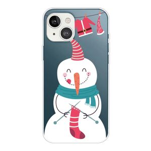 MOBILCOVERS.DK iPhone 13 Plastik Jule Cover - Strikkende Snemand - Gennemsigtig