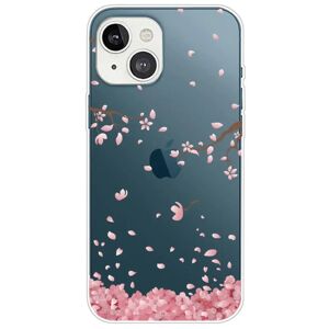 MOBILCOVERS.DK iPhone 14 Fleksibel Cover i TPU Plast - Gennemsigtig m. Lyserøde Blomster