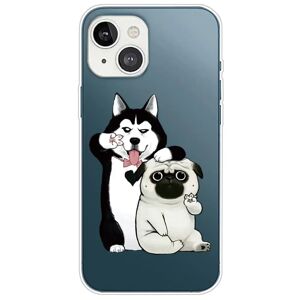 MOBILCOVERS.DK iPhone 14 Fleksibelt Plast Cover - Gennemsigtig / To Hunde