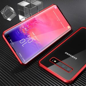 MOBILCOVERS.DK Samsung Galaxy S10+ (Plus) 360° Magnetisk Cover m. Glas Bagside & Forside - Rød