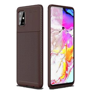 MOBILCOVERS.DK Samsung Galaxy A51 Carbon Fiber Fleksibelt Plastik Cover Brun