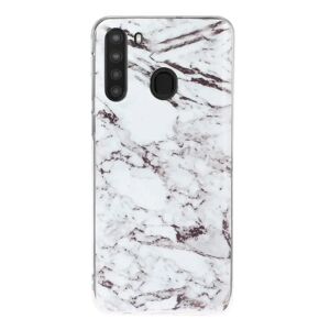 MOBILCOVERS.DK Samsung Galaxy A21 Fleksibel Plastik Cover m. Marble Print - Hvid Marmor