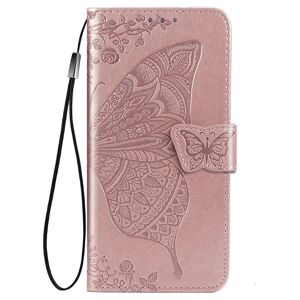 MOBILCOVERS.DK Samsung Galaxy A52s (5G) / A52 (4G / 5G) Læder Cover m. Pung Sommerfugl - Rose Gold