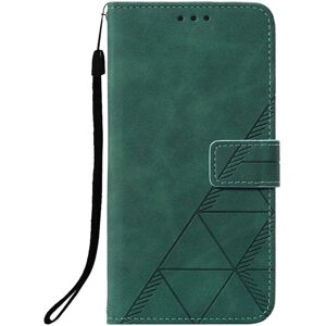 MOBILCOVERS.DK Samsung Galaxy A72 (4G/5G) Blødt Læder Cover m. Pung - Geometri Mønster - Mørkegrøn