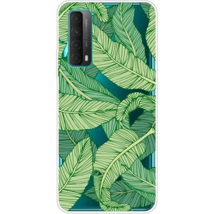 MOBILCOVERS.DK Huawei P Smart (2021) Gennemsigtigt Plastik Cover m. Blad Print