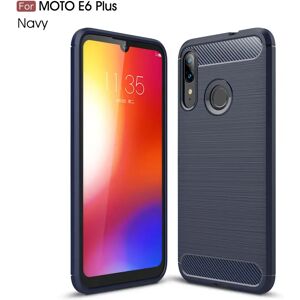 MOBILCOVERS.DK Motorola Moto E6 Plus Carbon Texture Fleksibelt Plastik Cover - Navy