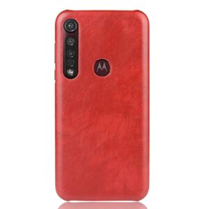 MOBILCOVERS.DK Motorola Moto G8 Plus Litchi Grain Læderbetrukket Plastik Cover - Rød