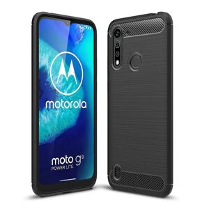 MOBILCOVERS.DK Motorola Moto G8 Power Lite Brushed Carbon Fibre Fleksibelt Plast Cover - Sort
