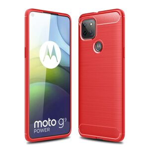 MOBILCOVERS.DK Motorola Moto G9 Power Brushed Carbon Fiber Fleksibelt Plastik Cover - Rød