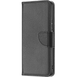 MOBILCOVERS.DK Xiaomi Redmi 10C Litchi Læder Flip Cover m. Pung - Sort