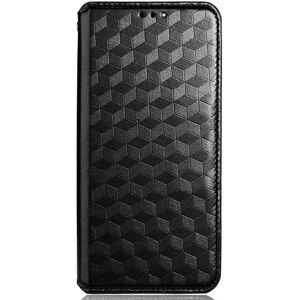 MOBILCOVERS.DK Alcatel 1S (2021) / 3L (2021) Læder Flip Cover m. Pung - Rhombus - Sort