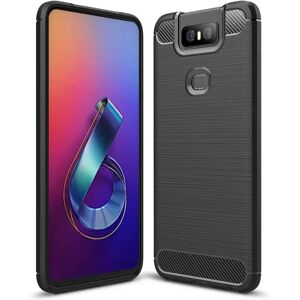 MOBILCOVERS.DK Asus Zenfone 6 (ZS630KL) Brushed Carbon Fiber Texture Cover Sort