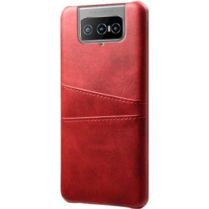 MOBILCOVERS.DK Asus Zenfone 8 Flip Imiteret Læder Cover m. Kortholder - Rød