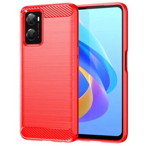 MOBILCOVERS.DK Oppo A76 / Realme 9i Brushed Carbon Cover - Rød