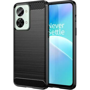 MOBILCOVERS.DK OnePlus Nord 2T (5G) Brushed Carbon Fiber Fleksibelt Plastik Cover - Sort