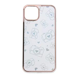 MOBILCOVERS.DK iPhone 14 Hybrid Plastik Cover m. Holografisk Print - Kamera Motiv - Gennemsigtig